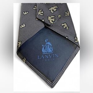 Lanvin Navy Tie with Gold Motif